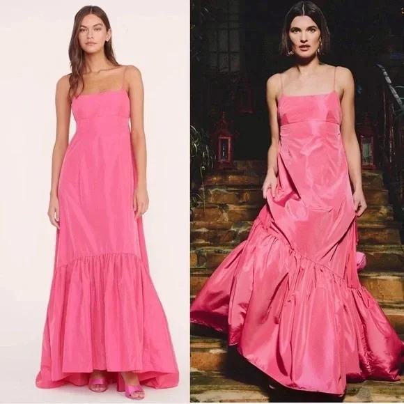STAUD NWT $495 Florence A-Line Sleeveless Open-Back Pink Gown Size Large - Picture 3 of 12